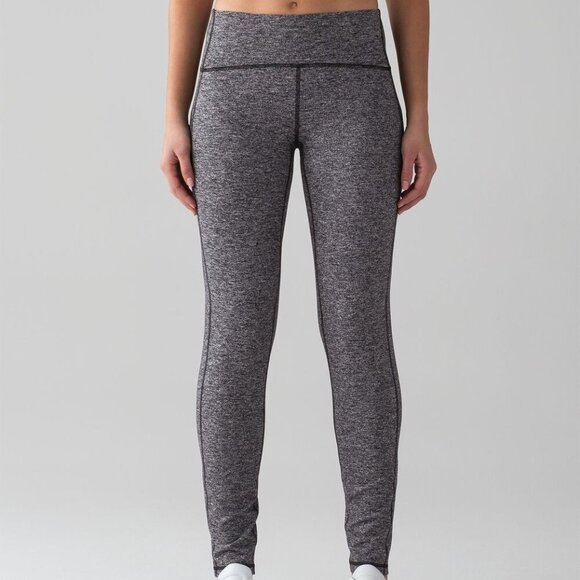 Lululemon Out To Lunge Untight Tight Heathered Black Legging Pants Size 8 - Picture 1 of 7